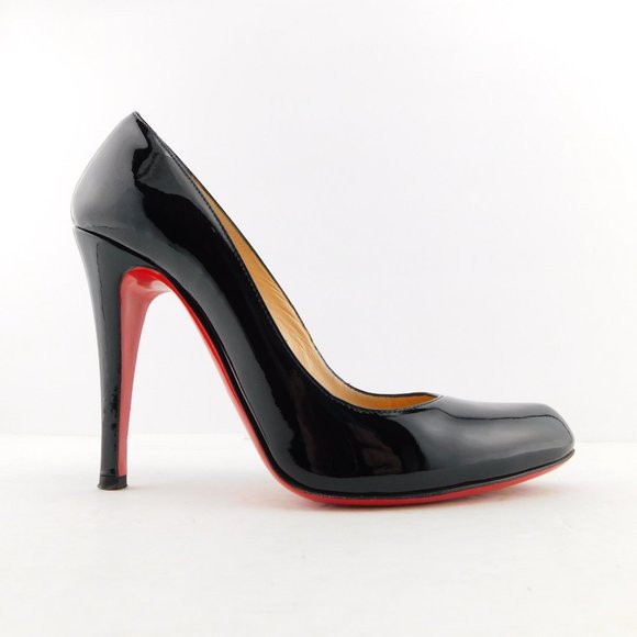 CHRISTIAN LOUBOUTIN Black Patent Leather Heel Pumps 37 - Picture 3 of 8